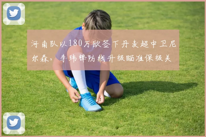 河南队以180万欧签下丹麦超中卫尼尔森,李玮锋防线升级瞄准保级关键战